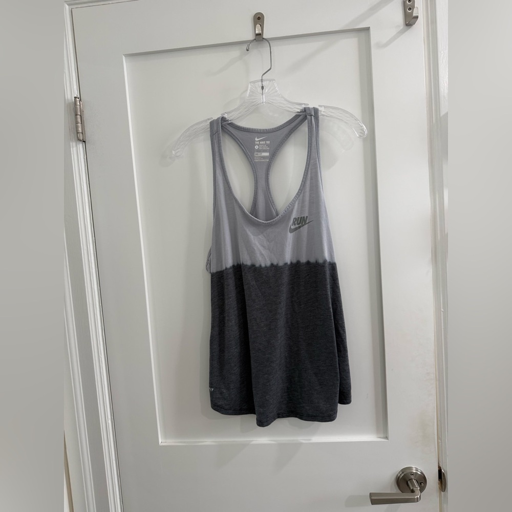 Nike dri-fit two tone grey tiedye the Nike tee athletic cut racerback tank top